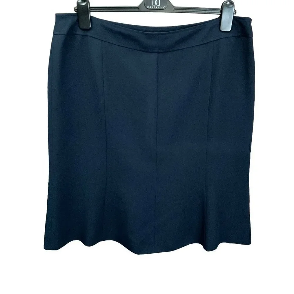 Ellen Tracy Midi Skirt Tulip Hem Navy Blue Side Zipper Closure Women Size 16